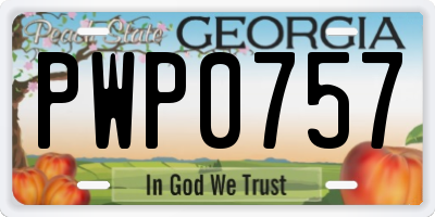 GA license plate PWP0757
