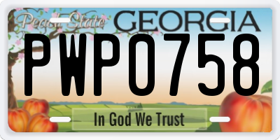 GA license plate PWP0758