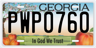 GA license plate PWP0760