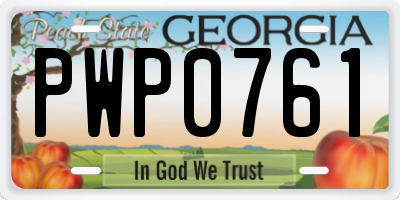 GA license plate PWP0761