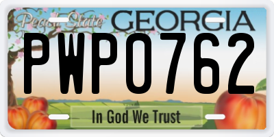 GA license plate PWP0762