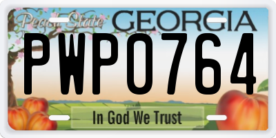GA license plate PWP0764