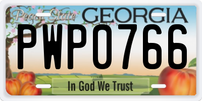GA license plate PWP0766