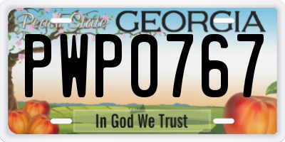 GA license plate PWP0767