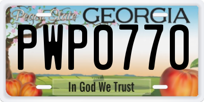 GA license plate PWP0770