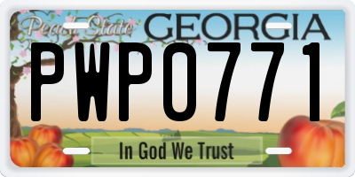 GA license plate PWP0771