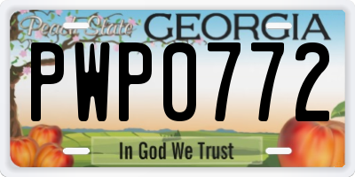 GA license plate PWP0772