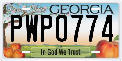 GA license plate PWP0774