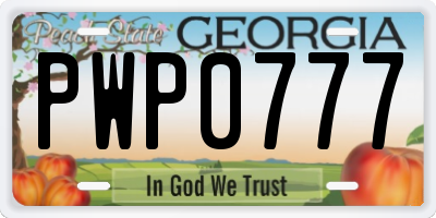 GA license plate PWP0777