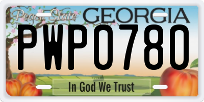GA license plate PWP0780