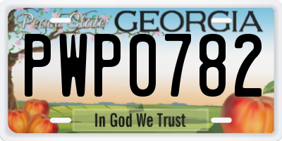 GA license plate PWP0782
