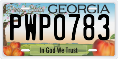 GA license plate PWP0783