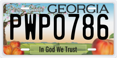 GA license plate PWP0786