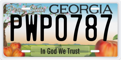 GA license plate PWP0787