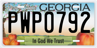 GA license plate PWP0792