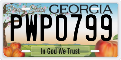 GA license plate PWP0799