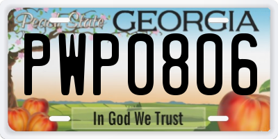 GA license plate PWP0806