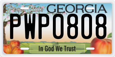 GA license plate PWP0808