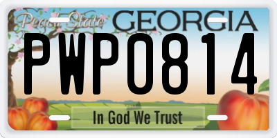GA license plate PWP0814