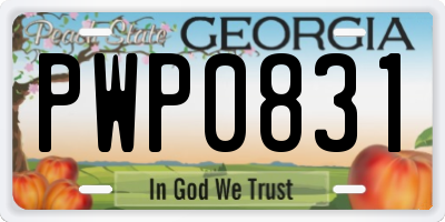 GA license plate PWP0831