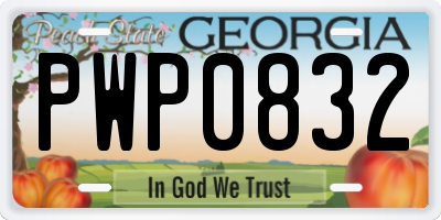 GA license plate PWP0832