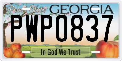 GA license plate PWP0837