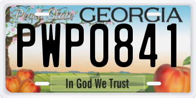 GA license plate PWP0841
