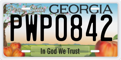 GA license plate PWP0842