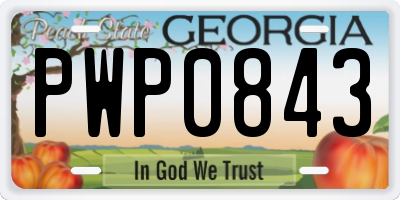 GA license plate PWP0843