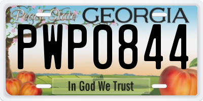 GA license plate PWP0844