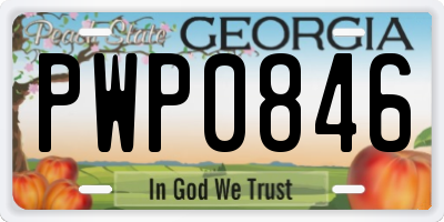 GA license plate PWP0846