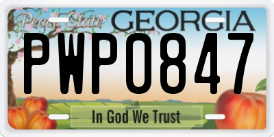 GA license plate PWP0847