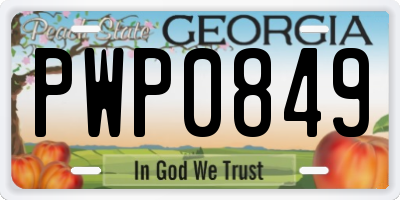 GA license plate PWP0849
