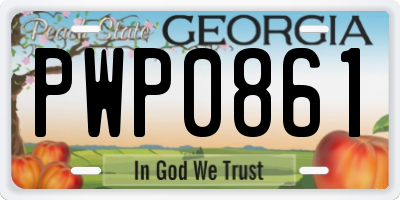 GA license plate PWP0861