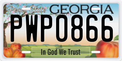 GA license plate PWP0866
