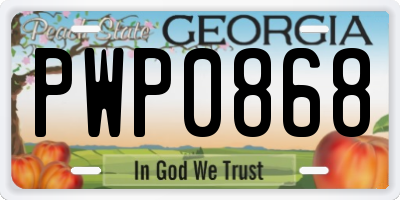 GA license plate PWP0868