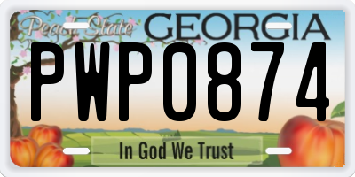 GA license plate PWP0874