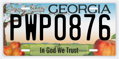 GA license plate PWP0876