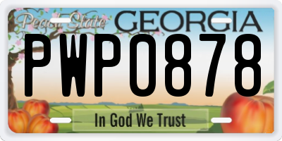 GA license plate PWP0878