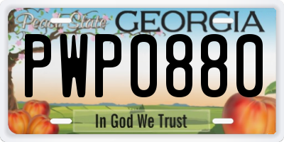 GA license plate PWP0880