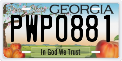 GA license plate PWP0881