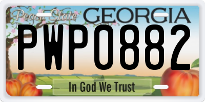 GA license plate PWP0882