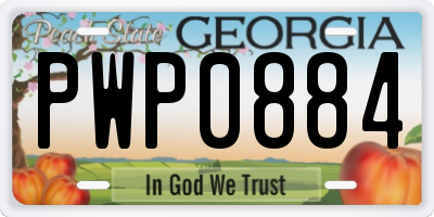 GA license plate PWP0884