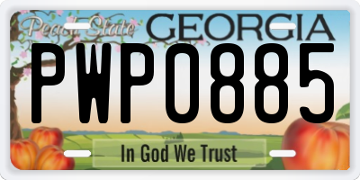 GA license plate PWP0885