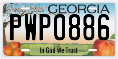 GA license plate PWP0886