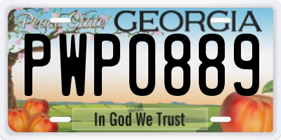 GA license plate PWP0889