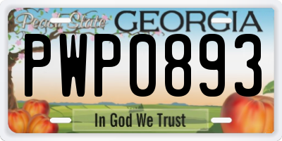 GA license plate PWP0893
