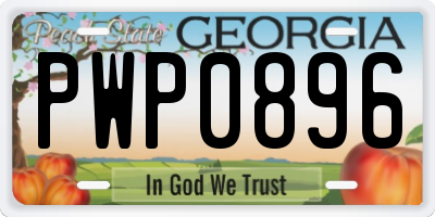 GA license plate PWP0896