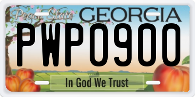 GA license plate PWP0900