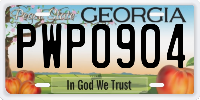 GA license plate PWP0904